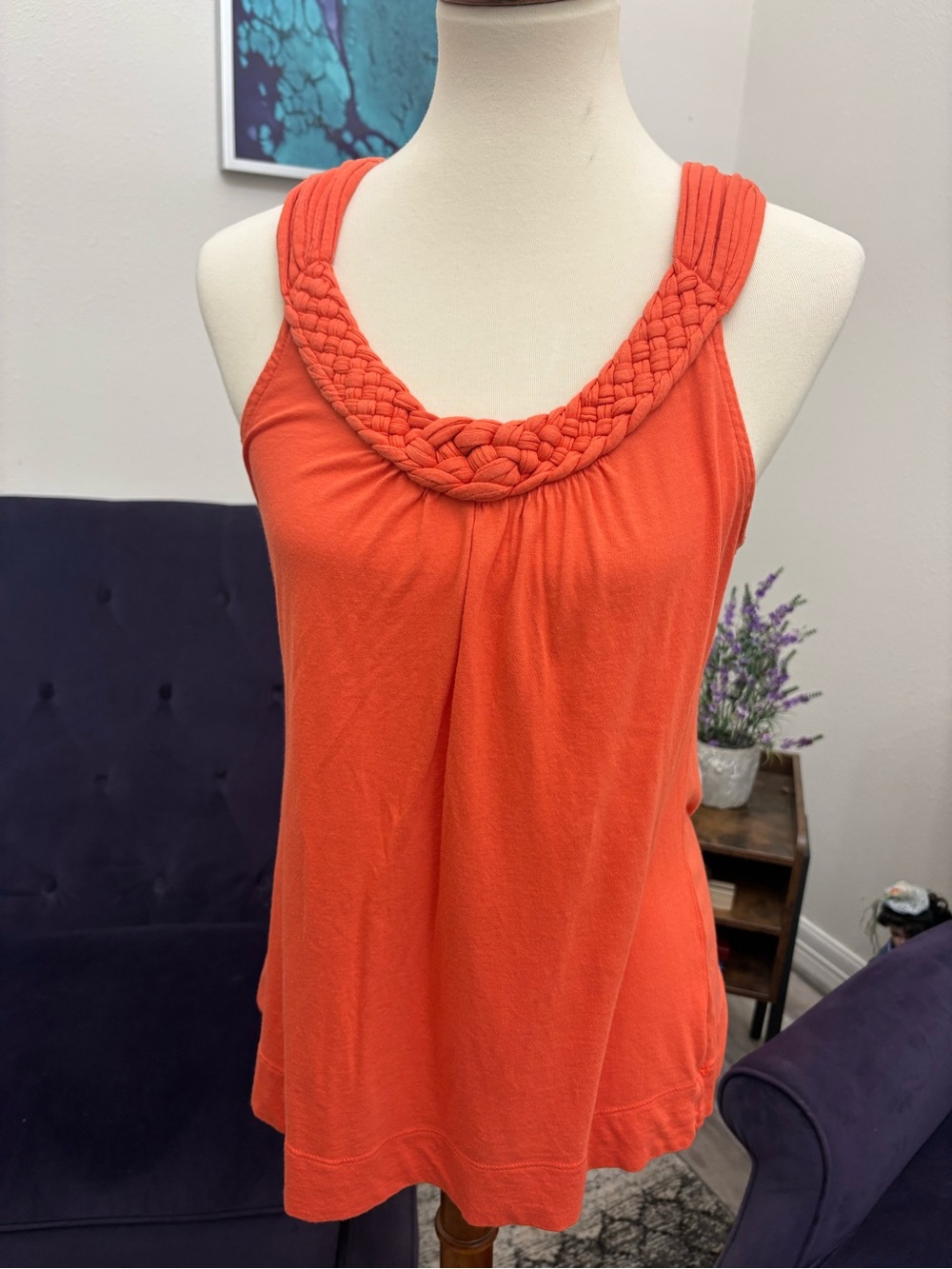 Merona Orange Braided Scoop Neck Tank
